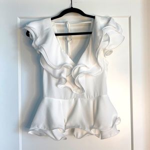 Forever 21 White Ruffled Top. Size S